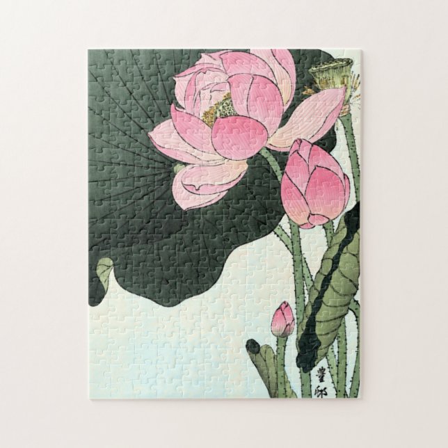 Vintage Japanese Fine Art | Lotus Flower Jigsaw Puzzle (Vertical)