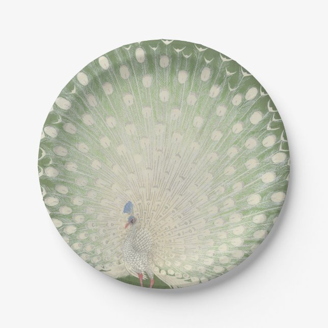 Vintage Japanese Fine Art | Peacock Paper Plate (Front)