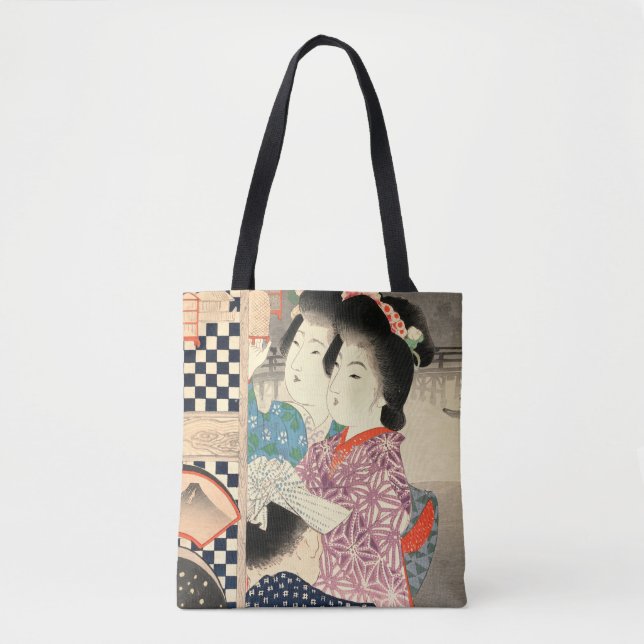 Vintage Japanese Firefly Cage - Ukiyo-e  Tote Bag (Front)