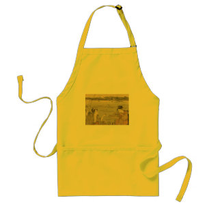Vintage Japanese Fishing Woodblock Print Standard Apron