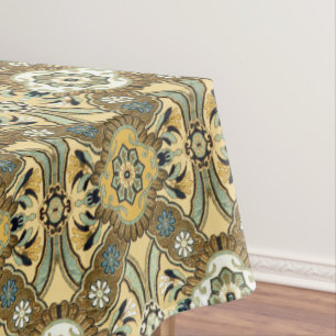 Vintage Japanese Floral Brocade Pattern Tablecloth