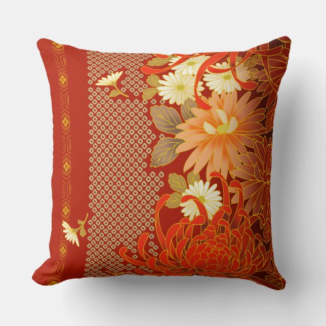 Vintage Japanese Floral Design Cushion (Front)