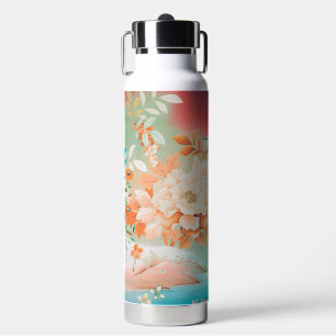 Vintage Japanese Floral Design Water Bottle