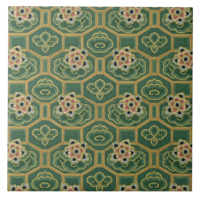 Vintage Japanese Floral Tile (Front)