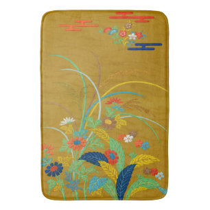 Vintage Japanese Floral Wildflower G.A. Audsley Bath Mat