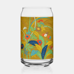 Vintage Japanese Floral Wildflower G.A. Audsley Can Glass