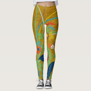 Vintage Japanese Floral Wildflower G.A. Audsley Leggings