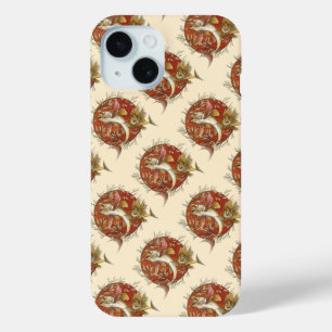 Vintage Japanese Flying Fish and Bamboo Leaves Art iPhone 15 Case