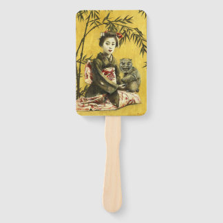 Vintage Japanese Geisha And Demon Hand Fan