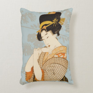 Vintage Japanese Geisha Girl Entertainer in Kimono Decorative Cushion