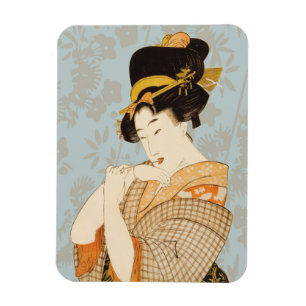 Vintage Japanese Geisha Girl Entertainer in Kimono Magnet