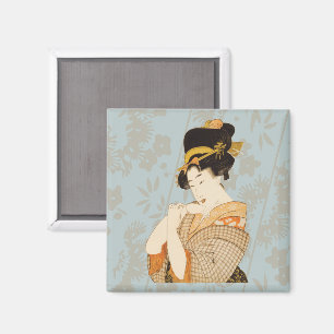Vintage Japanese Geisha Girl Entertainer in Kimono Magnet
