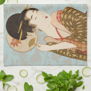 Vintage Japanese Geisha Girls in Kimonos Tea Towel