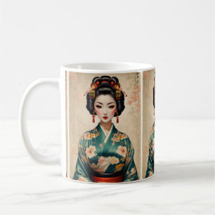 Vintage Japanese Geisha Portrait Coffee Mug