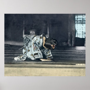 Vintage Japanese Girl Bowing Dogeza Poster