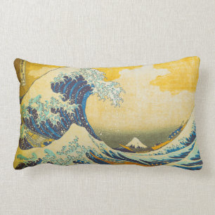 Vintage Japanese Great Wave Art Lumbar Cushion