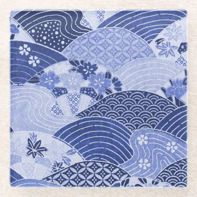 Vintage Japanese Hills and Rivers Glass Coaster (Front)