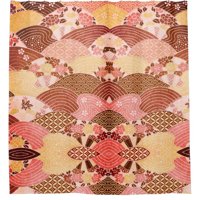 Vintage Japanese Hills and Rivers Shower Curtain (Front)