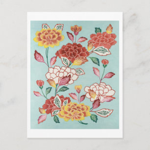 Vintage Japanese Illustration of Flowers Postcard