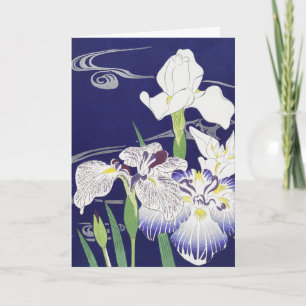 Vintage Japanese Iris Art Print Kogyo Tsukioka Card