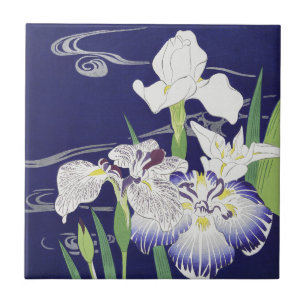 Vintage Japanese Iris Art Print Kogyo Tsukioka Ceramic Tile