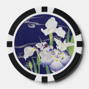 Vintage Japanese Iris Art Print Kogyo Tsukioka Poker Chips