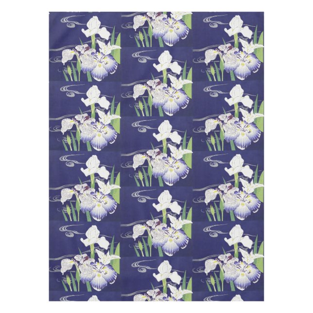 Vintage Japanese Iris Art Print Kogyo Tsukioka Tablecloth (Front)