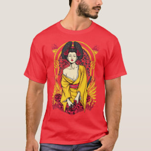 Vintage Japanese Kawaii Geisha Anime Girl in Kimon T-Shirt