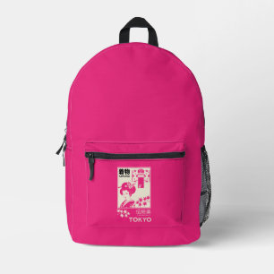 Vintage Japanese Kimono Fashion Illustration Printed Backpack
