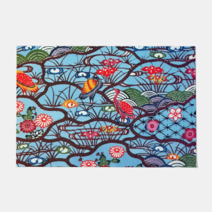 Vintage Japanese Kimono Textile (Bingata) Doormat