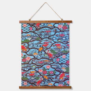 Vintage Japanese Kimono Textile (Bingata) Hanging Tapestry