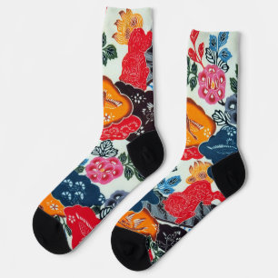 Vintage Japanese Kimono Textile (Bingata) Socks