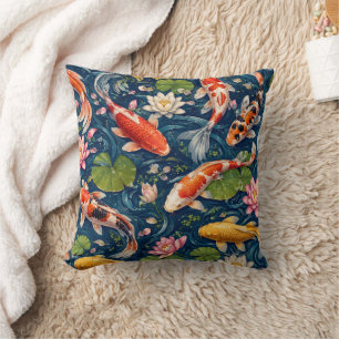 Vintage Japanese Koi Fish Pattern Painting Cushion