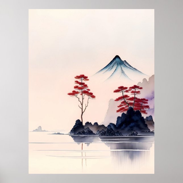 Vintage Japanese Landscape Art Poster (Front)