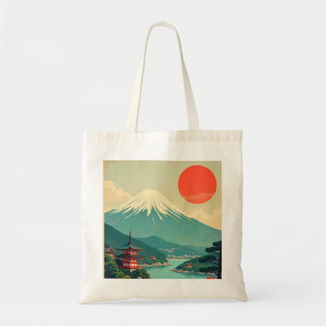 Vintage Japanese Landscape Tote Bag (Front)