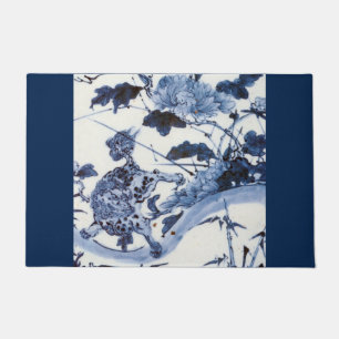 Vintage Japanese Lion and Peony Doormat