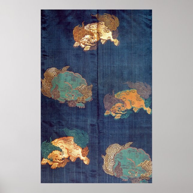 Vintage Japanese Lion Pattern Poster (Front)
