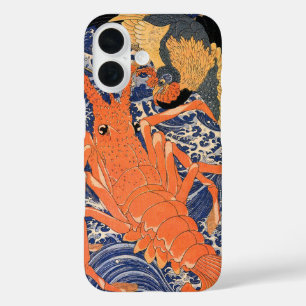 Vintage Japanese Lobster and Bird Ukiyo-e iPhone 16 Case