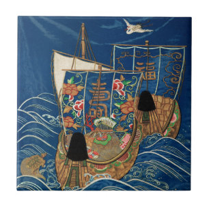 Vintage Japanese Lucky Treasure Ship G.A. Audsley Ceramic Tile