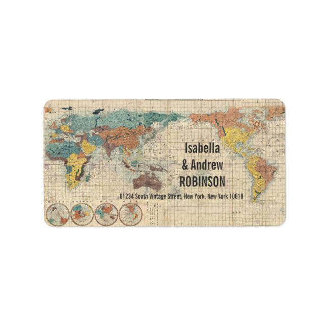Vintage Japanese Map of the World Label (Front)