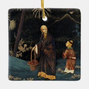 Vintage Japanese Monk and Child G.A. Audsley Ceramic Ornament