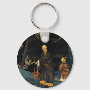 Vintage Japanese Monk and Child G.A. Audsley Key Ring