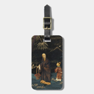 Vintage Japanese Monk and Child G.A. Audsley Luggage Tag