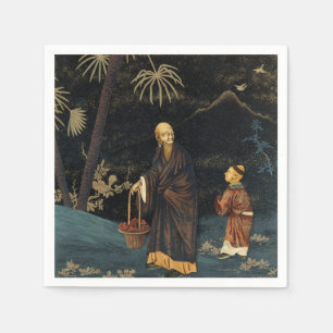 Vintage Japanese Monk and Child G.A. Audsley Napkin
