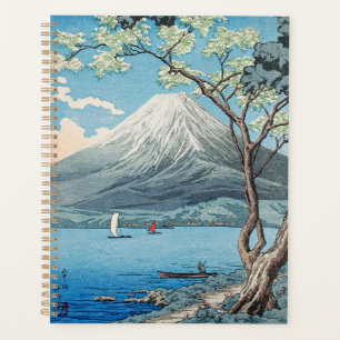 Vintage Japanese Mount Fuji and Lake Yamanaka Art Planner
