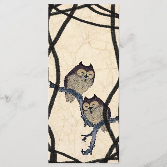 Vintage Japanese Owls Wedding Program (Front)