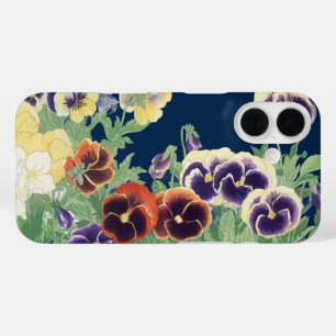 Vintage Japanese Pansy Flower Ukiyo-e Botanical iPhone 16 Case