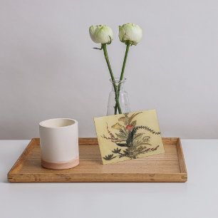Vintage Japanese Parchment Save the Date Announcement Postcard