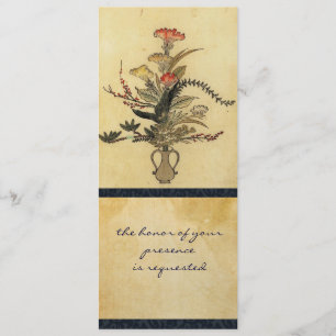 Vintage Japanese Parchment Tall Wedding Invitation