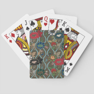 Vintage Japanese Peony Ogee Floral Pattern Playing Cards